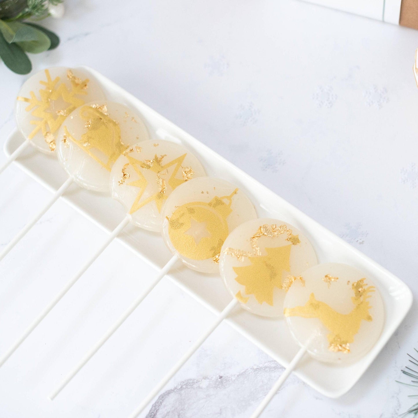 White and Gold Christmas Lollipop Gift Set-Coloured-Emily's Lollies