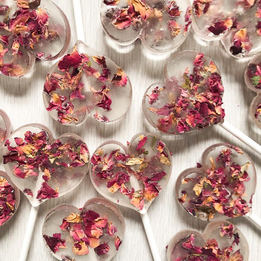 Clear Rose Petal Lollipops-Emily's Lollies-Heart-None-Emily's Lollies