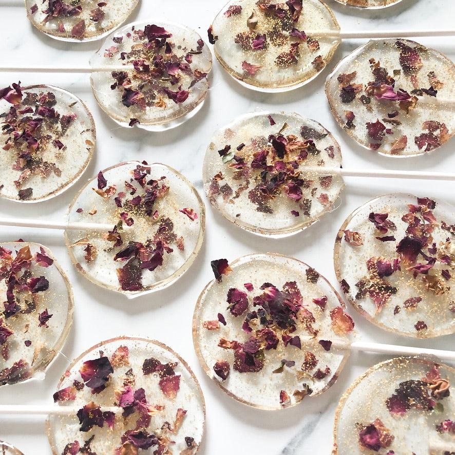 Clear Rose Petal Lollipops-Emily's Lollies