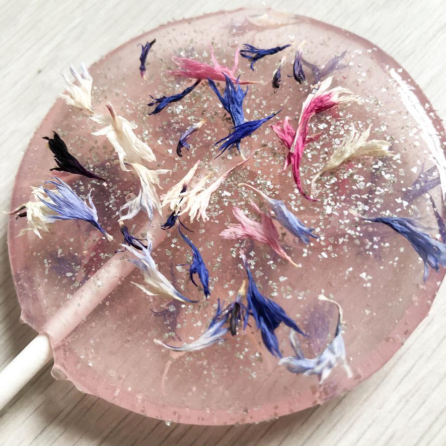 Cornflower Petal Lollipops-Emily's Lollies-Small Round-None-No Text-Emily's Lollies