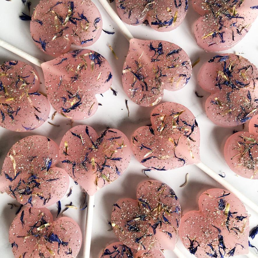 Cornflower Petal Lollipops-Emily's Lollies-Small Round-None-No Text-Emily's Lollies