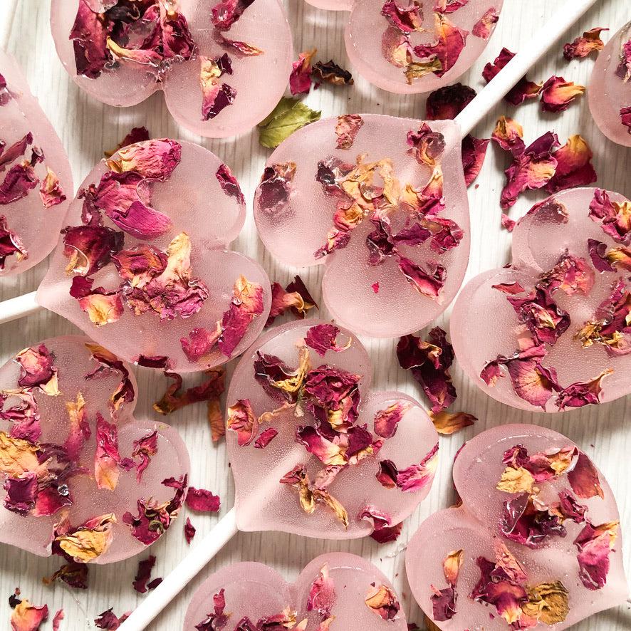 Pink Rose Petal Lollipops-Emily's Lollies-Heart-None-Emily's Lollies