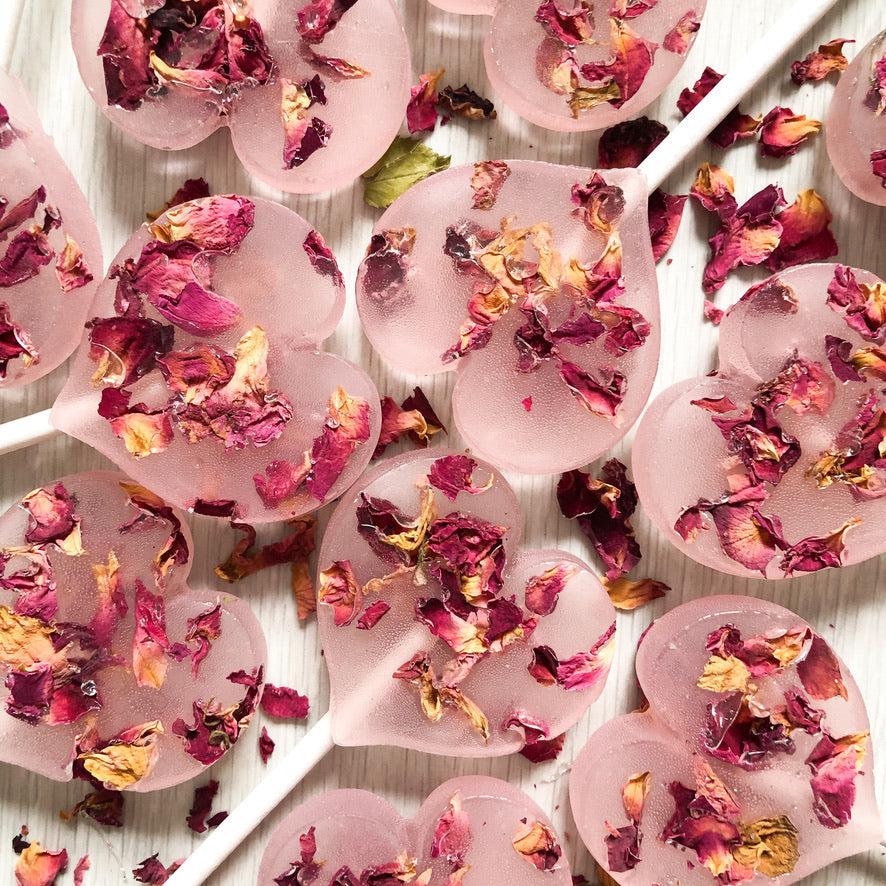 Pink Rose Petal Lollipops-Emily's Lollies