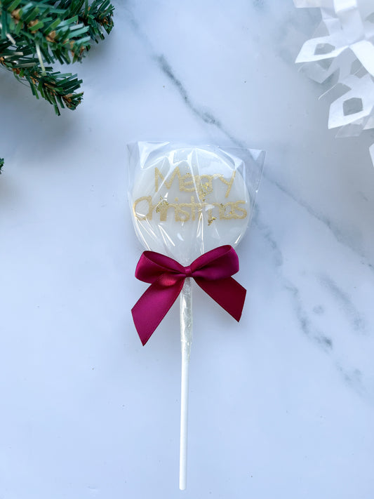 White and Gold Christmas Lollipops-Coloured-Emily's Lollies