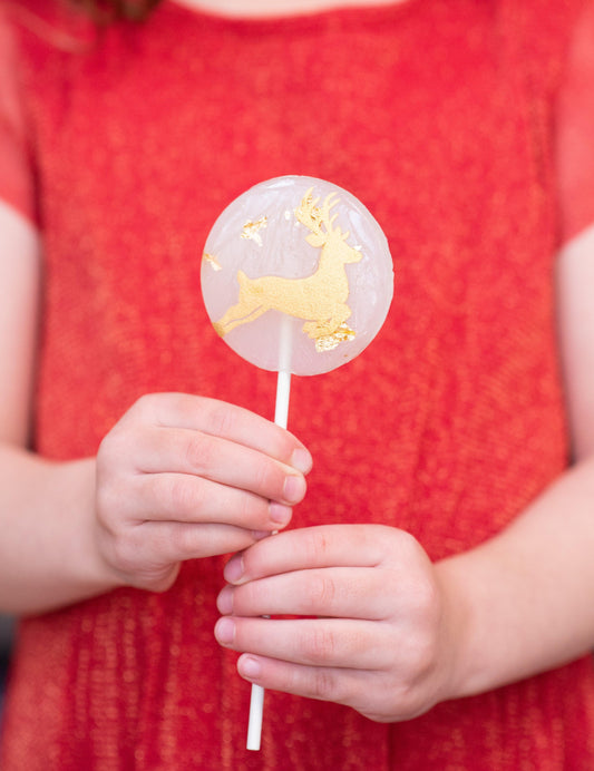 White and Gold Christmas Lollipops-Coloured-Emily's Lollies
