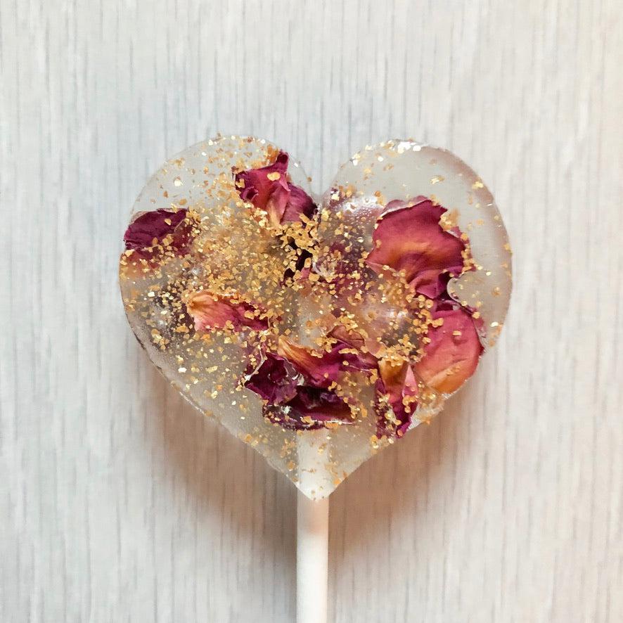 Clear Rose Petal Lollipops-Emily's Lollies-Heart-None-Emily's Lollies